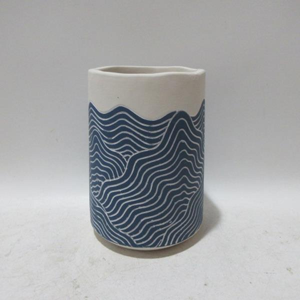 ΒΑΖΟ ΤΣΙΜΕΝΤΕΝΙΟ ΜΠΛΕ-ΛΕΥΚΟ 14x14x20cm|819-00485