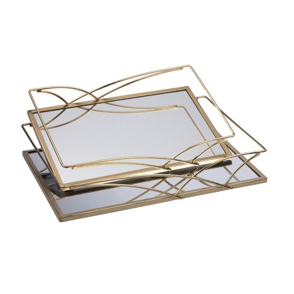 S/2 ΔΙΣΚΟΙ ΜΕΤΑΛΛΙΚΟΙ ΜΕ ΚΑΘΡΕΦΤΗ ΧΡΥΣΟΙ 35x25x6cm / 30.5x20x5.5cm|819-02156