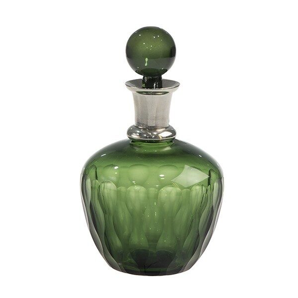 ΚΑΡΑΦΑ ΓΥΑΛΙΝΗ - ΜΕΤΑΛΛΙΚΗ ΠΡΑΣΙΝΗ - ΑΣΗΜΙ 13x13x23cm|819-02114