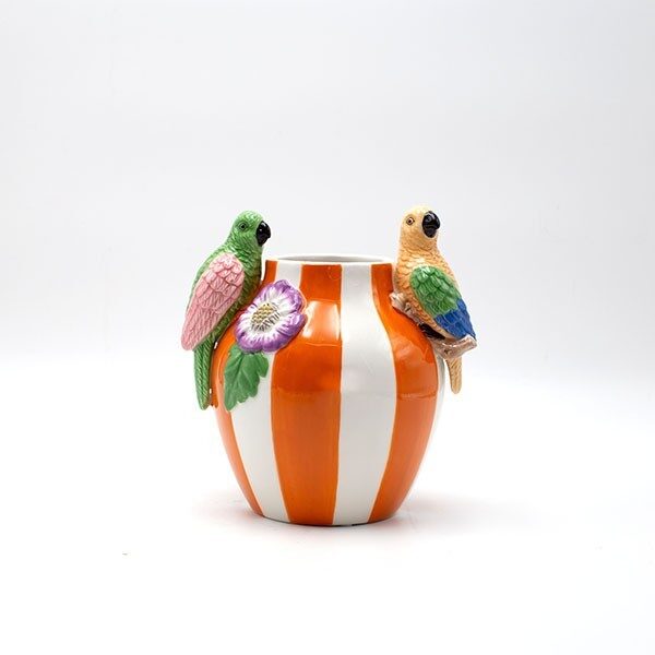 ΒΑΖΟ ΜΕ ΠΑΠΑΓΑΛΟΥΣ ΠΗΛΙΝΟ ΠΟΛΥΧΡΩΜΟ 17x14x18.2cm|819-00581