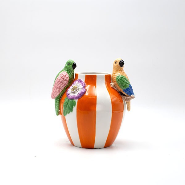 ΒΑΖΟ ΜΕ ΠΑΠΑΓΑΛΟΥΣ ΠΗΛΙΝΟ ΠΟΛΥΧΡΩΜΟ 17x14x18.2cm|819-00581