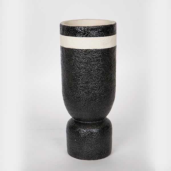 ΒΑΖΟ ΚΕΡΑΜΙΚΟ ΜΑΥΡΟ - ΛΕΥΚΟ 12x12x30cm|752-20295