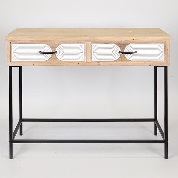 ΚΟΝΣΟΛΑ ΞΥΛΙΝΗ NATURAL - ΛΕΥΚΗ 100x41x80.5cm|750-25021