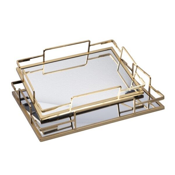 S/2 ΔΙΣΚΟΙ ΜΕΤΑΛΛΙΚΟΙ ΜΕ ΚΑΘΡΕΦΤΗ ΧΡΥΣΟΙ 35x25x6cm / 30.5x20x5.5cm|819-02146