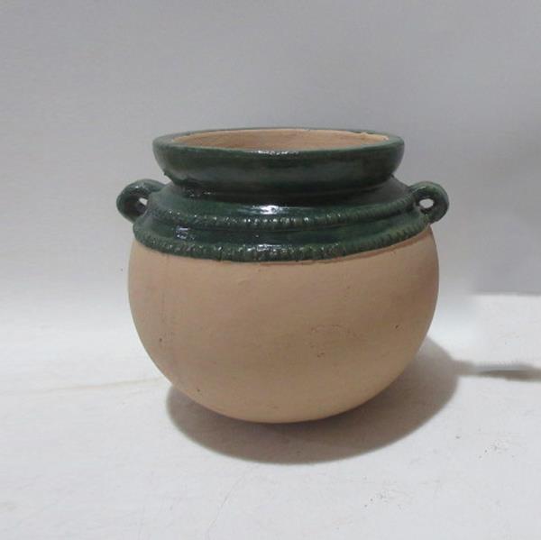 ΠΥΘΑΡΙ  ΚΕΡΑΜΙΚΟ ΠΡΑΣΙΝΟ-ΜΠΕΖ 25.5x23.5x21.5cm|819-00496