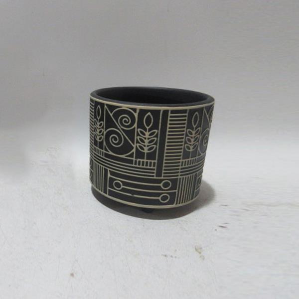 ΚΑΣΠΩ  ΚΕΡΑΜΙΚΟ ΜΑΥΡΟ-ΜΠΕΖ 10.5x10.5x9.5cm|819-00495