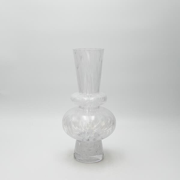 ΒΑΖΟ ΓΥΑΛΙΝΟ ΜΕ ΛΕΥΚΕΣ ΛΕΠΤΟΜΕΡΕΙΕΣ 15x15x29cm|819-01041