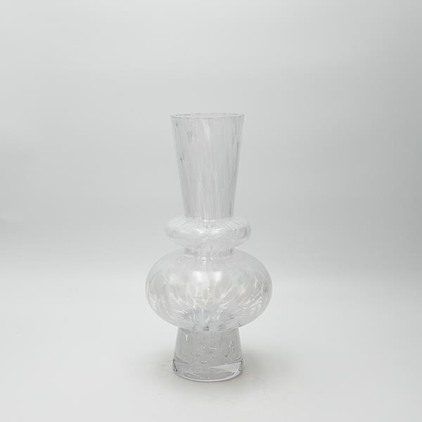ΒΑΖΟ ΓΥΑΛΙΝΟ ΜΕ ΛΕΥΚΕΣ ΛΕΠΤΟΜΕΡΕΙΕΣ 15x15x29cm|819-01041