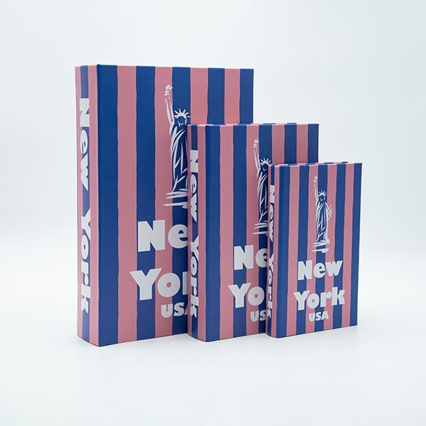 S/3 ΚΟΥΤΙ ΒΙΒΛΙΟ ΞΥΛΙΝΟ ΜΠΛΕ - ΡΟΖ 33x22x7cm / 26x17x5cm / 21x13x3cm|819-01397