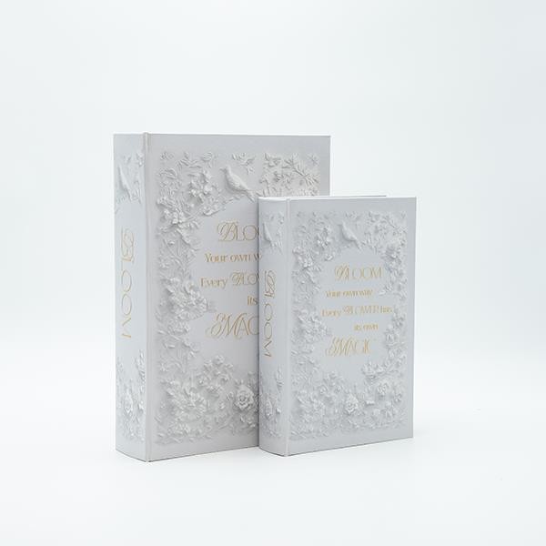 S/2 ΚΟΥΤΙ ΒΙΒΛΙΟ ΞΥΛΙΝΟ ΛΕΥΚΟ 30x21x7cm / 24x16x5cm|819-01348