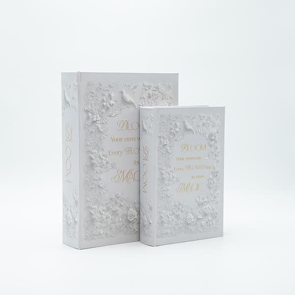 S/2 ΚΟΥΤΙ ΒΙΒΛΙΟ ΞΥΛΙΝΟ ΛΕΥΚΟ 30x21x7cm / 24x16x5cm|819-01348