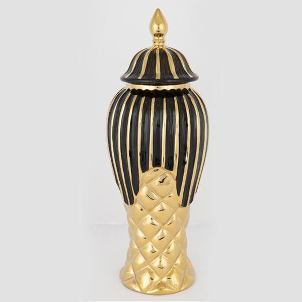 ΒΑΖΟ ΜΕ ΚΑΠΑΚΙ ΚΕΡΑΜΙΚΟ ΜΑΥΡΟ - ΧΡΥΣΟ 15.5x35cm|752-20117