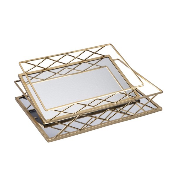 S/2 ΔΙΣΚΟΙ ΜΕΤΑΛΛΙΚΟΙ ΜΕ ΚΑΘΡΕΦΤΗ ΧΡΥΣΟΙ 35x25x6cm / 30.5x20x5.5cm|819-02142