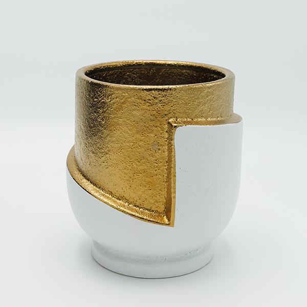 ΒΑΖΟ ΚΕΡΑΜΙΚΟ ΛΕΥΚΟ - ΧΡΥΣΟ 17.5x17x18.5cm|819-00101