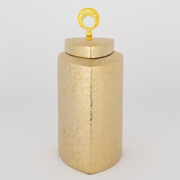 ΒΑΖΟ ΜΕ ΚΑΠΑΚΙ ΚΕΡΑΜΙΚΟ ΧΡΥΣΟ 14.5x14.5x32cm|752-20113