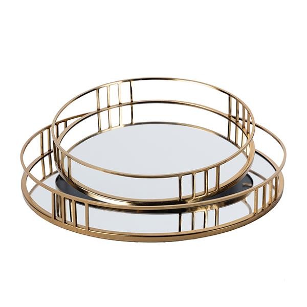 S/2 ΔΙΣΚΟΣ ΜΕΤΑΛΛΙΚΟΣ ΜΕ ΚΑΘΡΕΦΤΗ ΧΡΥΣΟΣ 39x5x39cm / 30.5x5x30.5cm|819-01145
