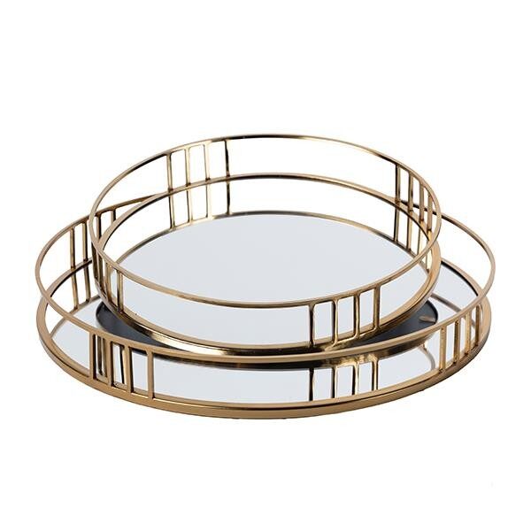 S/2 ΔΙΣΚΟΣ ΜΕΤΑΛΛΙΚΟΣ ΜΕ ΚΑΘΡΕΦΤΗ ΧΡΥΣΟΣ 39x5x39cm / 30.5x5x30.5cm|819-01145