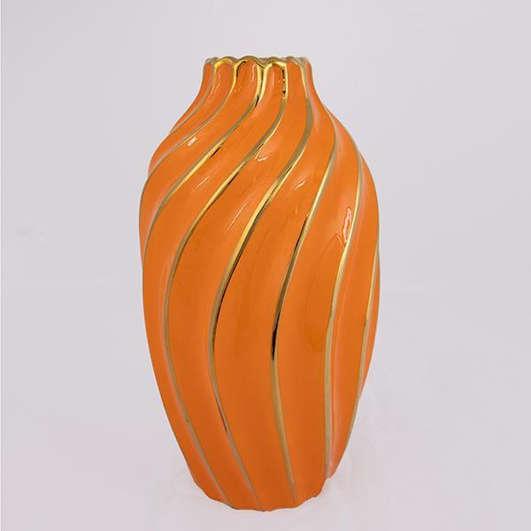 ΒΑΖΟ ΚΕΡΑΜΙΚΟ ΠΟΡΤΟΚΑΛΙ - ΧΡΥΣΟ 17x17x30.5cm|752-20184