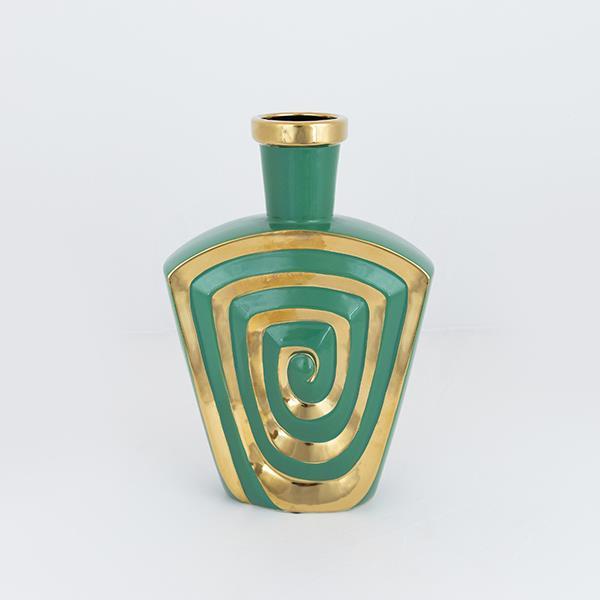 ΒΑΖΟ ΚΕΡΑΜΙΚΟ ΠΡΑΣΙΝΟ - ΧΡΥΣΟ 20.2x7x30cm|752-20343