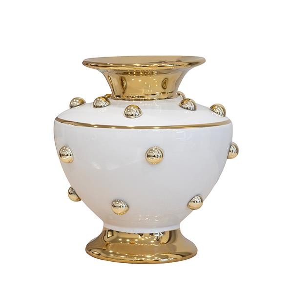 ΒΑΖΟ ΚΕΡΑΜΙΚΟ ΛΕΥΚΟ-ΧΡΥΣΟ 21x21x21cm|819-01511