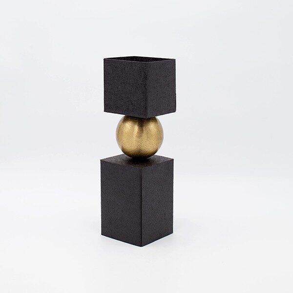 ΒΑΖΟ ΜΕΤΑΛΛΙΚΟ ΜΑΥΡΟ-ΧΡΥΣΟ 8x8x28cm|819-00321
