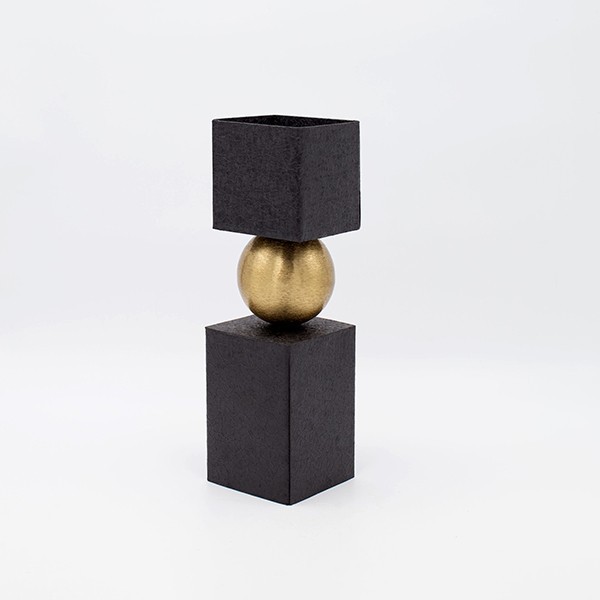 ΒΑΖΟ ΜΕΤΑΛΛΙΚΟ ΜΑΥΡΟ-ΧΡΥΣΟ 8x8x28cm|819-00321