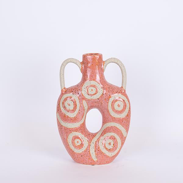ΒΑΖΟ ΚΕΡΑΜΙΚΟ ΡΟΖ - ΜΠΕΖ  20.5x7.2x31cm|752-20337