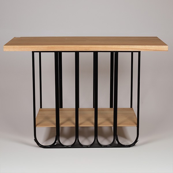 ΚΟΝΣΟΛΑ ΜΕΤΑΛΛΟ-ΞΥΛΟ ΦΥΣΙΚΟ-ΜΑΥΡΟ 120x40x78cm|810-00065