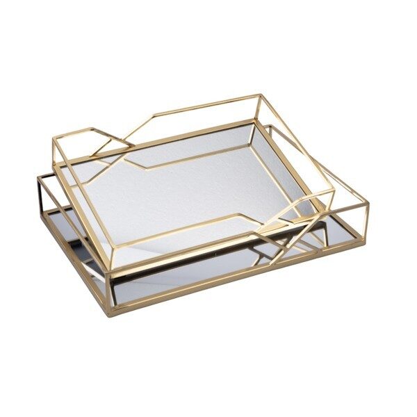 S/2 ΔΙΣΚΟΙ ΜΕΤΑΛΛΙΚΟΙ ΜΕ ΚΑΘΡΕΦΤΗ ΧΡΥΣΟΙ 35x25x6cm / 30.5x20x5.5cm|819-02141