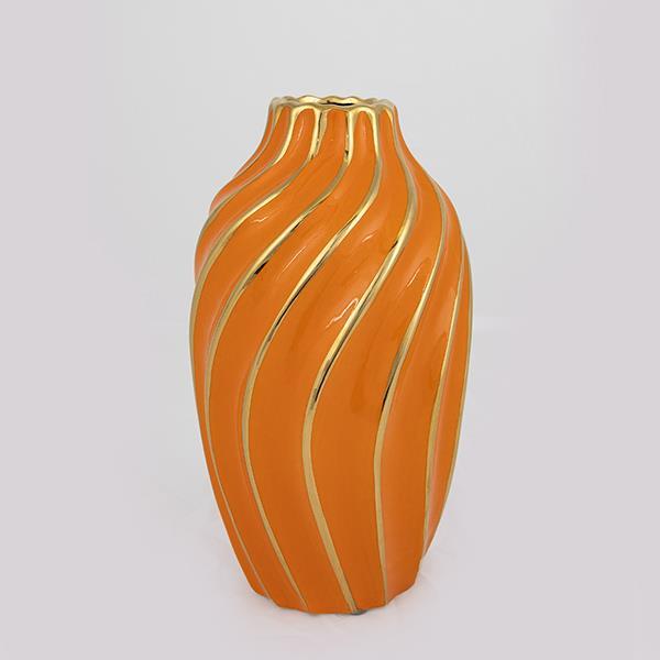 ΒΑΖΟ ΚΕΡΑΜΙΚΟ ΠΟΡΤΟΚΑΛΙ - ΧΡΥΣΟ 14x14x24.5cm|752-20182