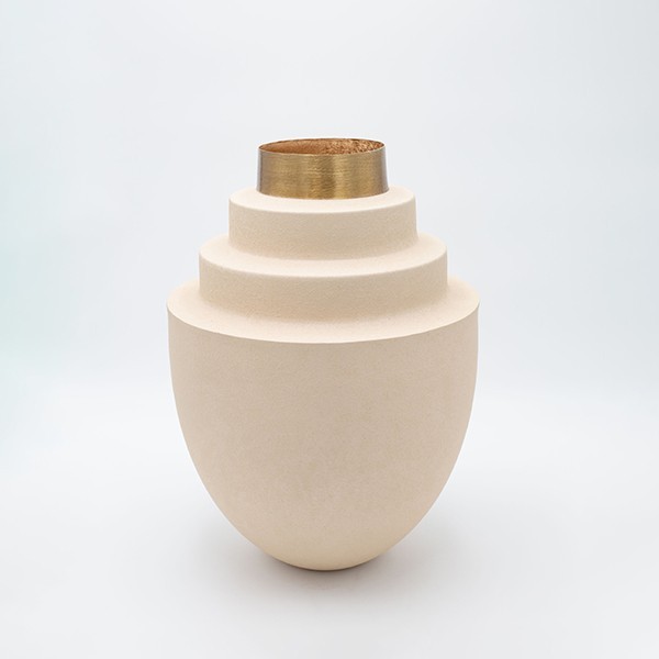 ΒΑΖΟ ΜΕΤΑΛΛΙΚΟ ΜΠΕΖ-ΧΡΥΣΟ 26x26x36.5cm|819-00307