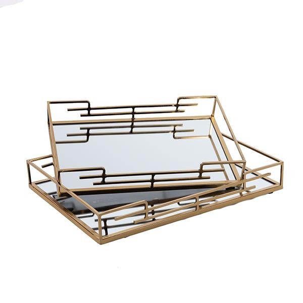 S/2 ΔΙΣΚΟΣ ΜΕΤΑΛΛΙΚΟΣ ΜΕ ΚΑΘΡΕΦΤΗ ΧΡΥΣΟΣ 35x5x25cm/ 30.5x5x20cm|819-01147