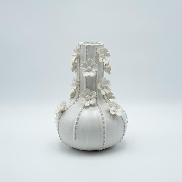 ΒΑΖΟ ΜΕ ΛΟΥΛΟΥΔΙΑ ΚΕΡΑΜΙΚΟ ΛΕΥΚΟ 17x17x24.5cm|819-01333