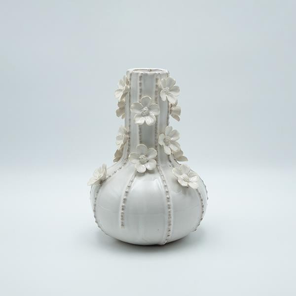 ΒΑΖΟ ΜΕ ΛΟΥΛΟΥΔΙΑ ΚΕΡΑΜΙΚΟ ΛΕΥΚΟ 17x17x24.5cm|819-01333