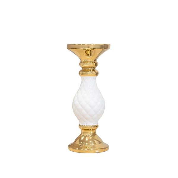 ΒΑΖΟ ΚΕΡΑΜΙΚΟ ΛΕΥΚΟ-ΧΡΥΣΟ 10.5x10.5x25.5cm|819-01515
