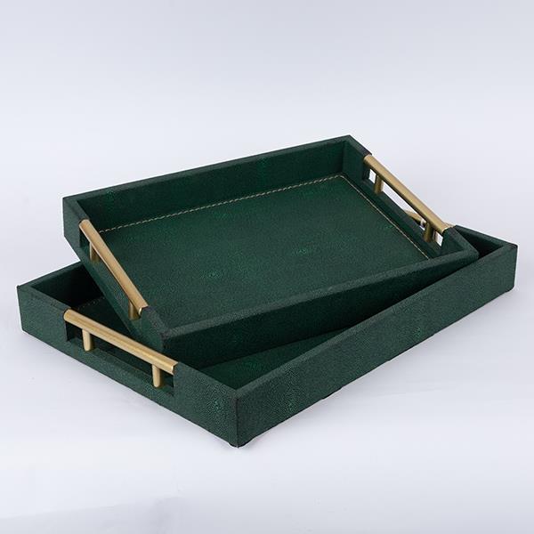 S/2 ΔΙΣΚΟI PU ΣΚΟΥΡΟΙ ΠΡΑΣΙΝΟΙ 40x30x5cm / 34x24x4.5cm|752-16105