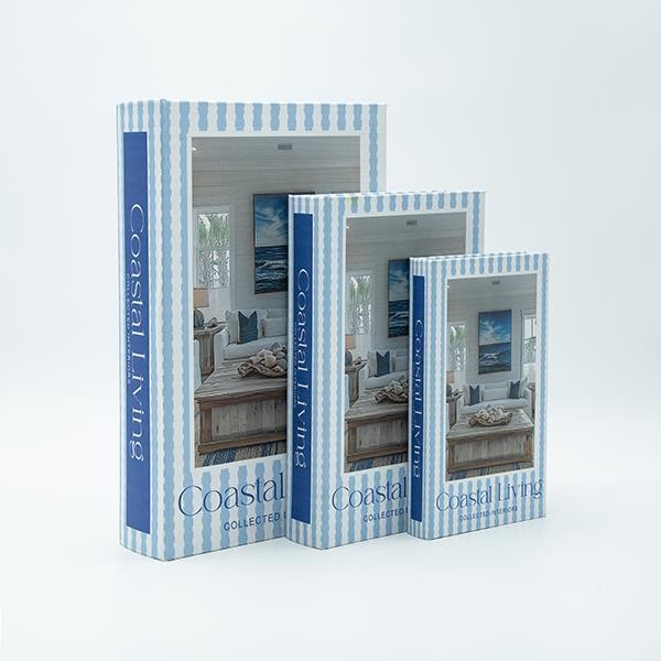 S/3 ΚΟΥΤΙ ΒΙΒΛΙΟ ΞΥΛΙΝΟ ΓΑΛΑΖΙΟ - ΛΕΥΚΟ 33x22x7cm / 26x17x5cm / 21x13x3cm|819-01366