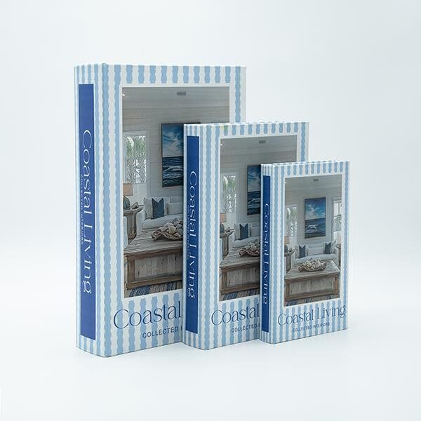 S/3 ΚΟΥΤΙ ΒΙΒΛΙΟ ΞΥΛΙΝΟ ΓΑΛΑΖΙΟ - ΛΕΥΚΟ 33x22x7cm / 26x17x5cm / 21x13x3cm|819-01366