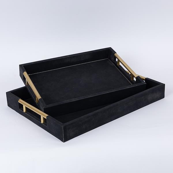 S/2 ΔΙΣΚΟI PU ΜΑΥΡΟΙ 40x30x5cm / 34x24x4.5cm|752-16106
