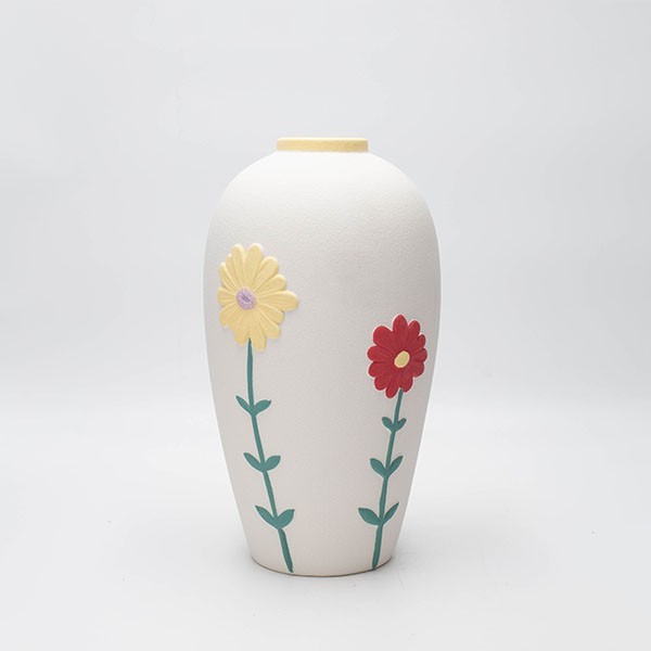 ΒΑΖΟ ΚΕΡΑΜΙΚΟ ΛΕΥΚΟ-ΜΕ ΛΟΥΛΟΥΔΙΑ 14x7x10cm|819-00208