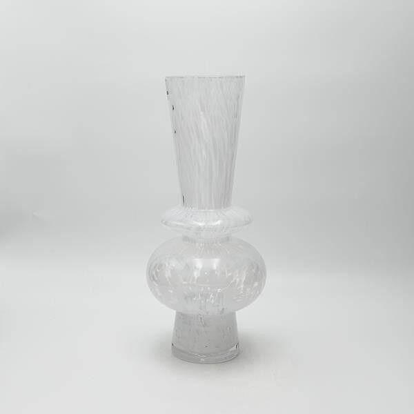 ΒΑΖΟ ΓΥΑΛΙΝΟ ΜΕ ΛΕΥΚΕΣ ΛΕΠΤΟΜΕΡΕΙΕΣ 15x15x34.5cm|819-01040