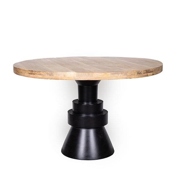 ΤΡΑΠΕΖΙ ΞΥΛΟ ΜΑΝΓΚΟ ΦΥΣΙΚΟ-ΜΑΥΡΟ 120x120x74cm|810-00181