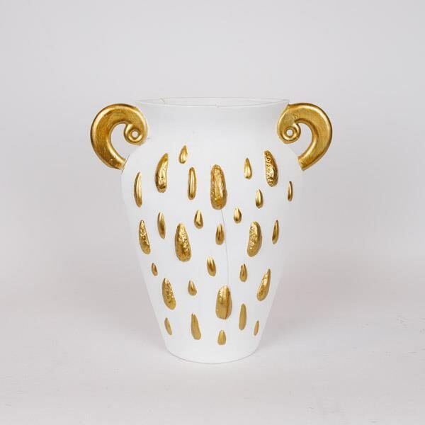 ΒΑΖΟ ΚΕΡΑΜΙΚΟ ΛΕΥΚΟ-ΧΡΥΣΟ 33.5x15.2x37.5cm|819-00366