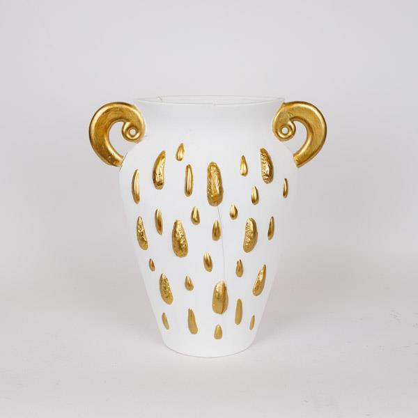 ΒΑΖΟ ΚΕΡΑΜΙΚΟ ΛΕΥΚΟ-ΧΡΥΣΟ 33.5x15.2x37.5cm|819-00366