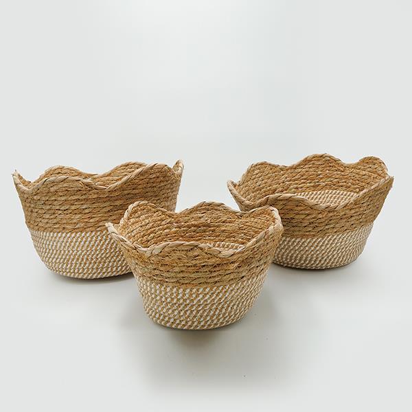 S/3 ΚΑΛΑΘΙΑ ΨΑΘΙΝΑ ΚΑΦΕ - ΜΠΕΖ 34x22x20.5cm /30x19x18cm /25x16x15cm|819-00413