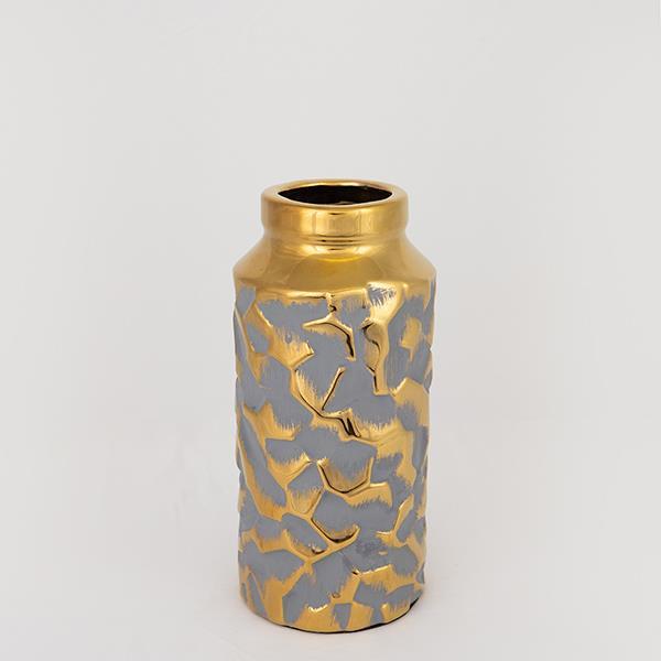 ΒΑΖΟ ΚΕΡΑΜΙΚΟ ΓΚΡΙ - ΧΡΥΣΟ 12.5x12.5x27.5cm|752-20080