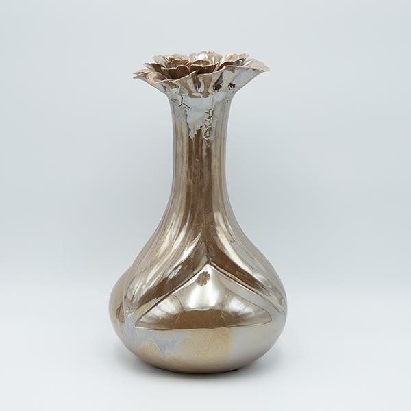 ΒΑΖΟ ΛΟΥΛΟΥΔΙ ΚΕΡΑΜΙΚΟ ΑΣΗΜΙ - ΚΑΦΕ 18.5x18.5x30.5cm|819-01343