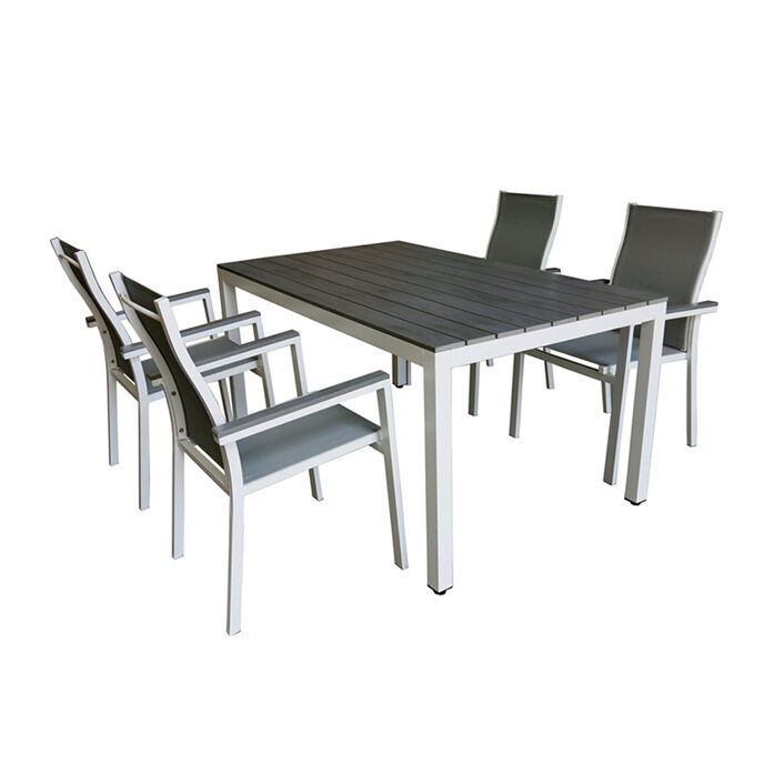 ΣΕΤ ΤΡΑΠΕΖΑΡΙΑ ΚΗΠΟΥ ΑΛΟΥΜΙΝΙΟΥ-POLYWOOD BIANCA 5372 G + MADISON 5378 G