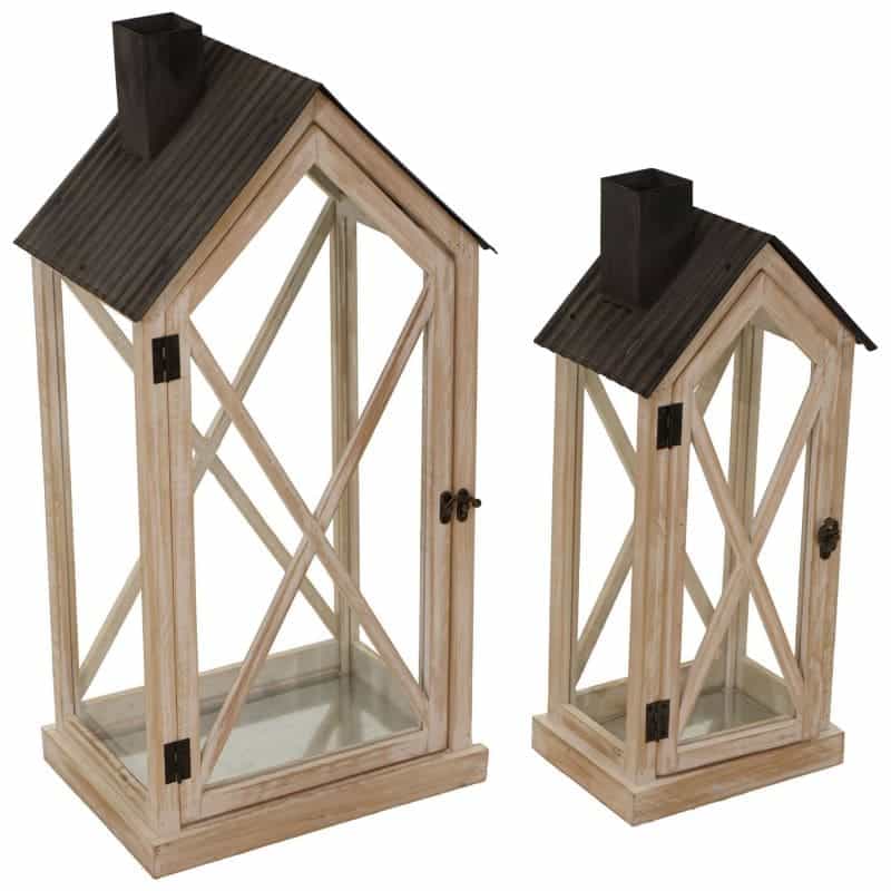 ART ET LUMIERE ΦΑΝΑΡΙΑ ΞΥΛΙΝΑ ΣΕΤ 2ΤΕΜ - SKU -30870