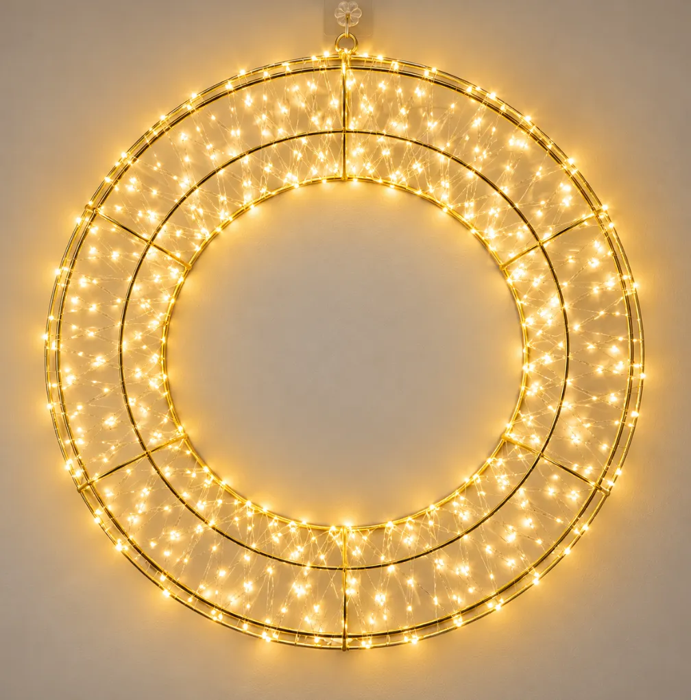 Στεφάνι μεταλλικό φωτιζόμενο LED 1200L θερμό Φ75εκ. IP44